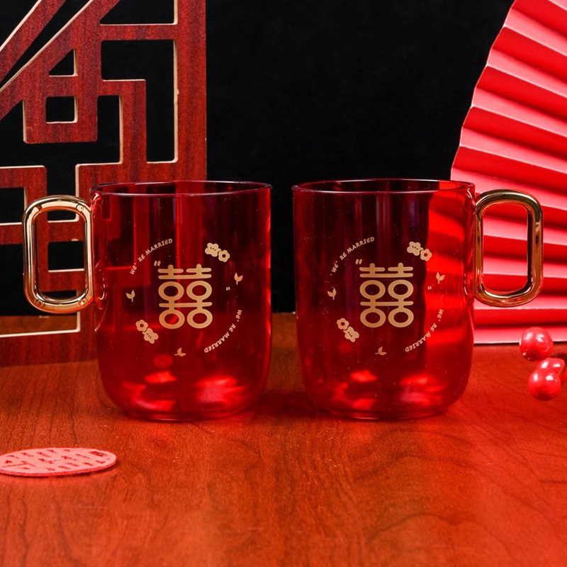 Vjenčani set čašica za četkice i posuda za sapun, plastika, pakirano u OPP vrećicu, za vjenčanje