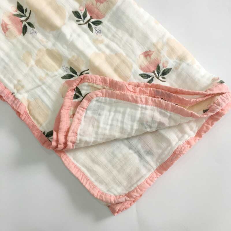 Prosop de înfășurare din bumbac muselin cu patru straturi — 95%+ bumbac; modele animale, desene animate și flori; pentru sugari și copii mici