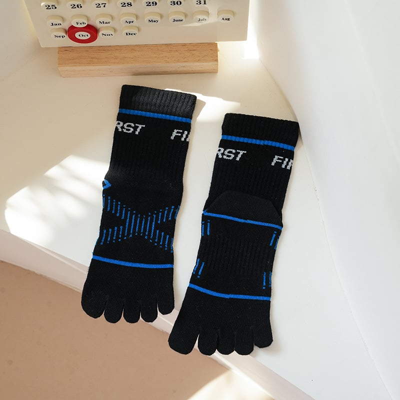 Тийнейджърски спортни чорапи с пет пръста, средна височина, памук, абсорбция на пот, лека компресия