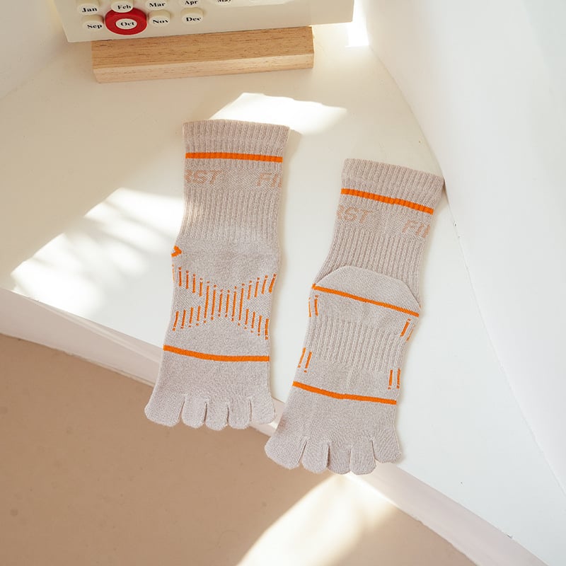 Тийнейджърски спортни чорапи с пет пръста, средна височина, памук, абсорбция на пот, лека компресия