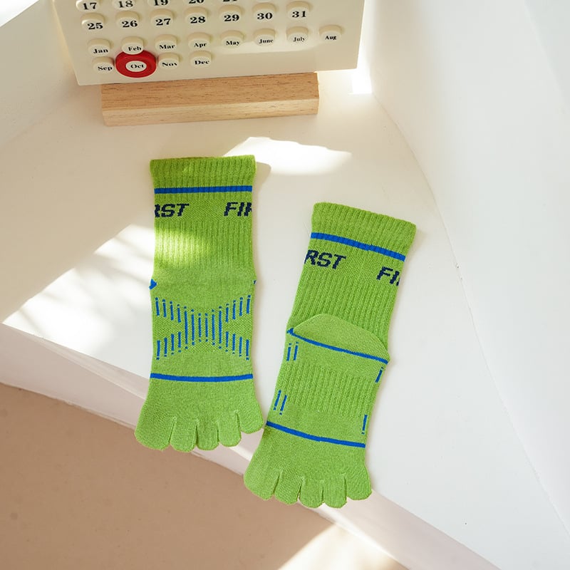 Тийнейджърски спортни чорапи с пет пръста, средна височина, памук, абсорбция на пот, лека компресия