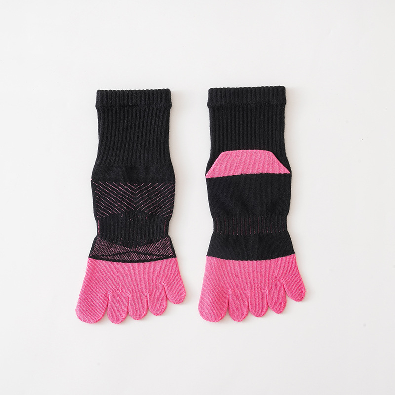 Șosete femei cu cinci degete – sportive, bloc de culoare, absorbție a transpirației, respirabile, combed cotton