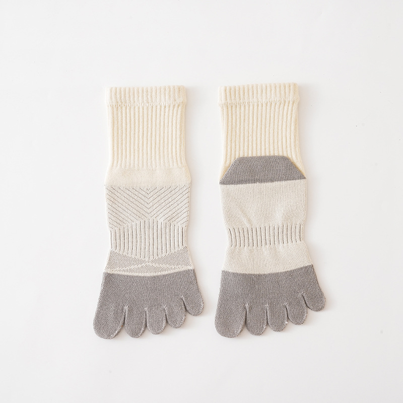 Șosete femei cu cinci degete – sportive, bloc de culoare, absorbție a transpirației, respirabile, combed cotton