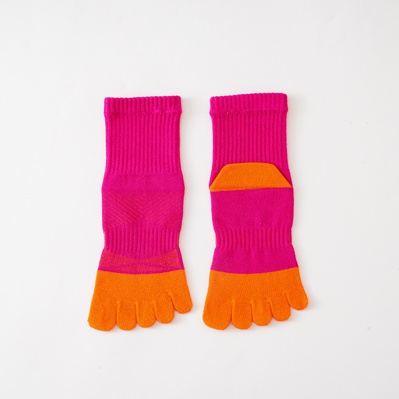 Șosete femei cu cinci degete – sportive, bloc de culoare, absorbție a transpirației, respirabile, combed cotton