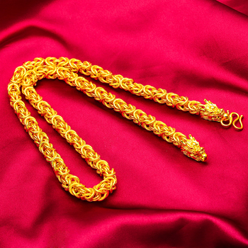 Мъжки комплект: колие и гривна от месингова сплав, усукана верига, висулка с флорален мотив