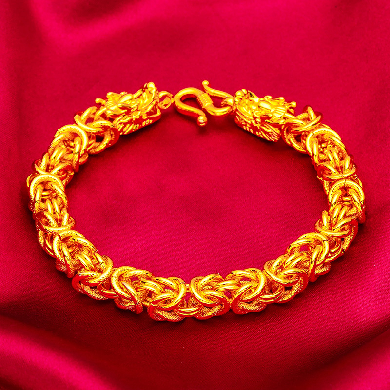 Мъжки комплект: колие и гривна от месингова сплав, усукана верига, висулка с флорален мотив