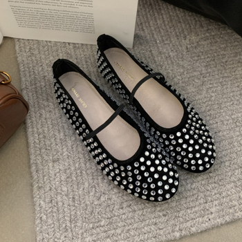 Дамски обувки без закопчаване с квадратна носка, микрофибър горна част, нисък ток 1-3 cm, PU подметка, корейски стил