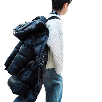 Дълго зимно яке с качулка, ултра плътно, найлонова материя, патеши пух 50%, дължина 80–100 см, цип