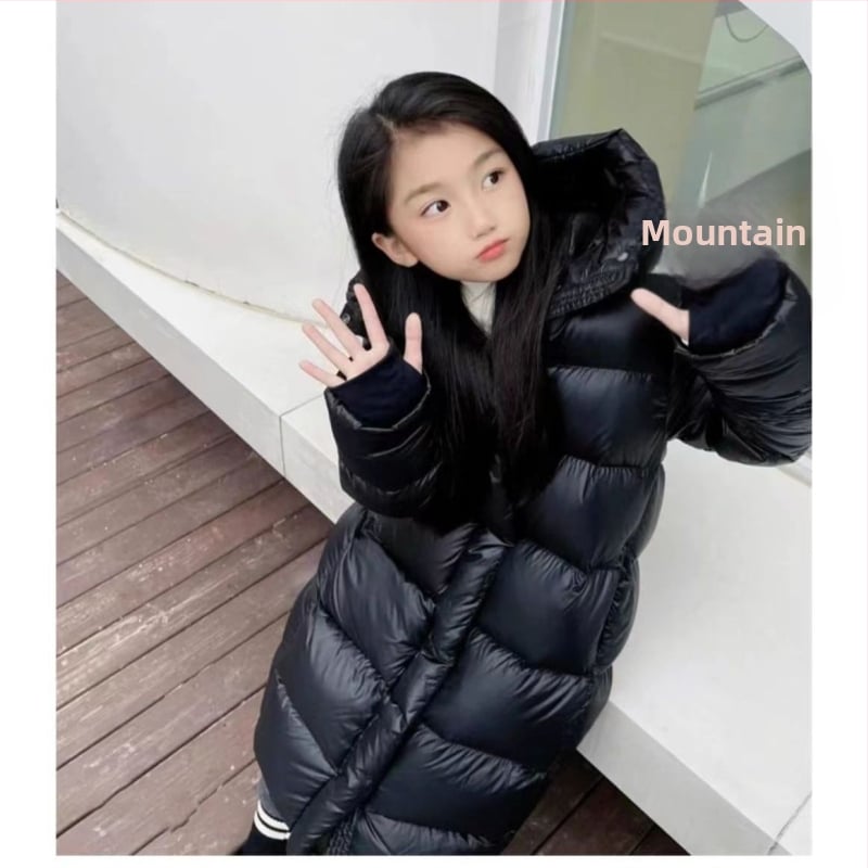 Дълго зимно яке с качулка, ултра плътно, найлонова материя, патеши пух 50%, дължина 80–100 см, цип