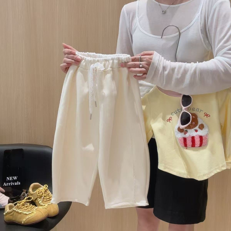 Gyerekeknek szóló balett-stílusú nadrág csipke-szegéllyel, patchwork és ívelt széllel, 50% pamut, 3–8 éveseknek