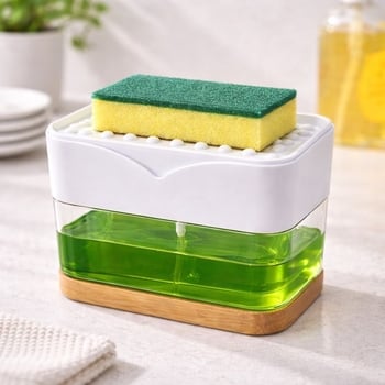 Automatski dispenser za tekući deterdžent za suđe s držačem četke i kutijom za čišćenje – PP materijal, 165 g, stolna instalacija, minimalistički stil