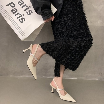 Бални сандали с остър нос | PU горна част, тънък ток 6–8 см, предно връзване