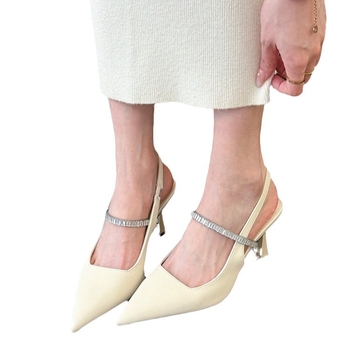 Бални сандали с остър нос | PU горна част, тънък ток 6–8 см, предно връзване