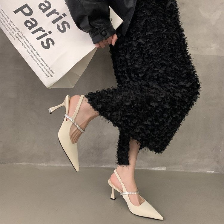 Бални сандали с остър нос | PU горна част, тънък ток 6–8 см, предно връзване