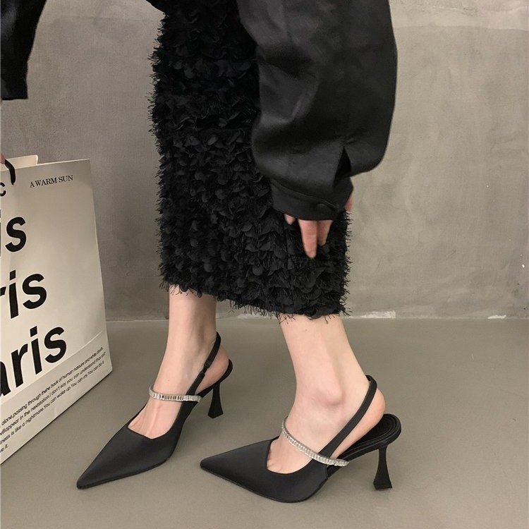 Бални сандали с остър нос | PU горна част, тънък ток 6–8 см, предно връзване