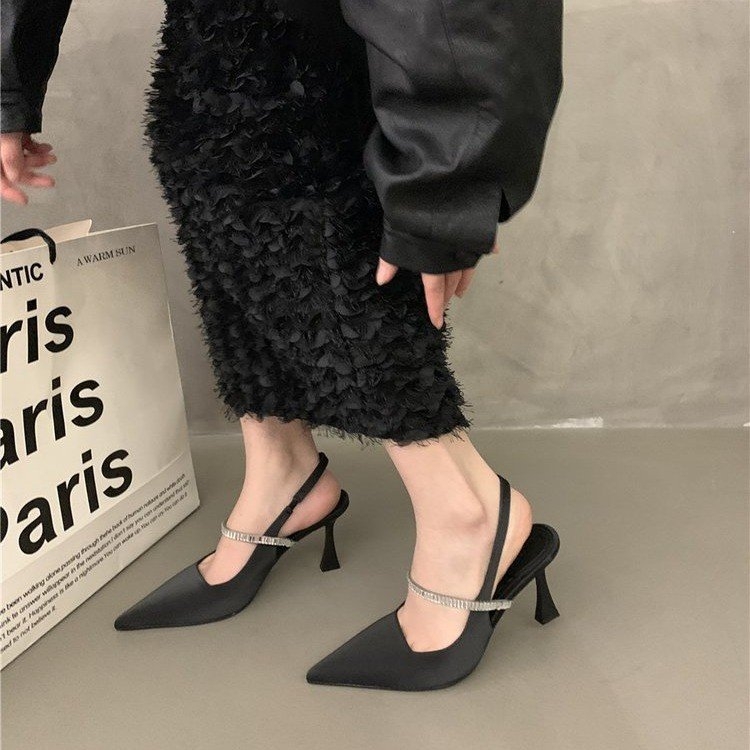 Бални сандали с остър нос | PU горна част, тънък ток 6–8 см, предно връзване