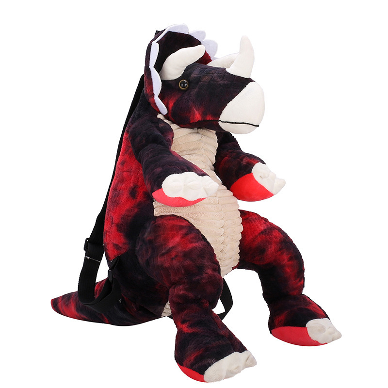 Detský batoh s plyšovým dinosaureom – ultra ľahký, plyšový materiál, vzor zvierat, ramenné popruhy s vzdušnou výplňou, pre škôlku