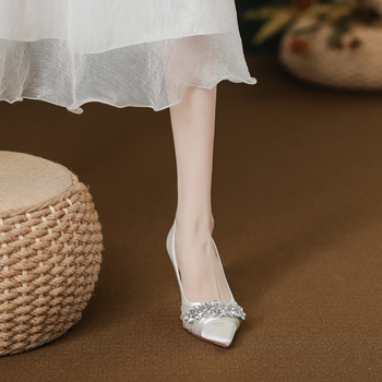 Ženske visoke potpetice – francuski stil dizajn, šiljat nos, gornji materijal mikrovlakno, tanak potpetica 6–8 cm