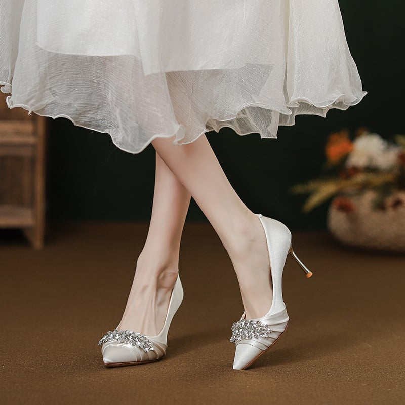 Ženske visoke potpetice – francuski stil dizajn, šiljat nos, gornji materijal mikrovlakno, tanak potpetica 6–8 cm