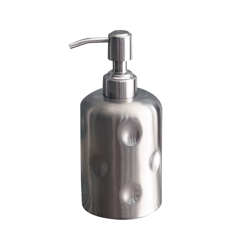 304 rozsdamentes acél fürdőszobai lotionás üveg és szappanadagoló, kézi nyomású működés, polírozott és kefés felület, modern minimalista stílus, 215 g
