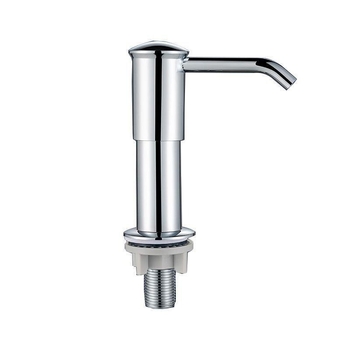 Konyhai mosogatótálhoz mosogatószer adagoló pumpa fej hosszabbító csővel, kézi nyomású működés, műanyag, krómozott felület, modern minimál dizájn