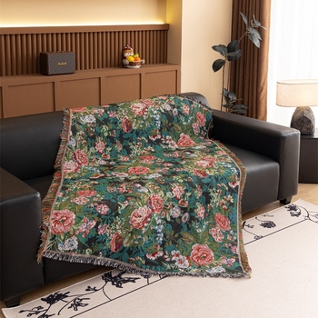 Διακοσμητικό γοβλέν για διακόσμηση χώρου, ορθογώνιο και πολυλειτουργικό κάλυμμα για καναπέ και καρέκλες. Υλικό: μείγμα πολυεστέρα-βαμβακιού; Μηχανικά υφαντό; Μοτίο: λουλούδια/χορτάρια/φυλλά; Στυλ: Νέο Κινέζικο Στυλ.