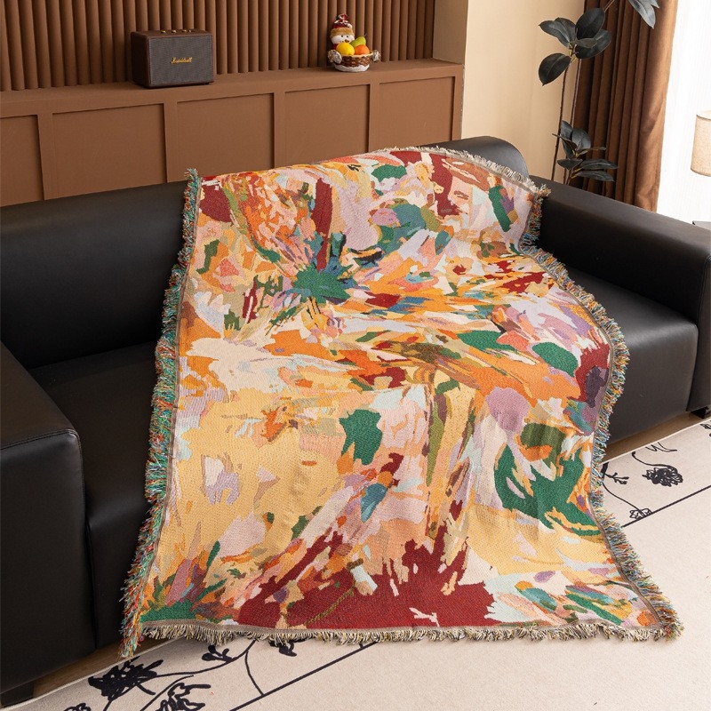 Διακοσμητικό γοβλέν για διακόσμηση χώρου, ορθογώνιο και πολυλειτουργικό κάλυμμα για καναπέ και καρέκλες. Υλικό: μείγμα πολυεστέρα-βαμβακιού; Μηχανικά υφαντό; Μοτίο: λουλούδια/χορτάρια/φυλλά; Στυλ: Νέο Κινέζικο Στυλ.