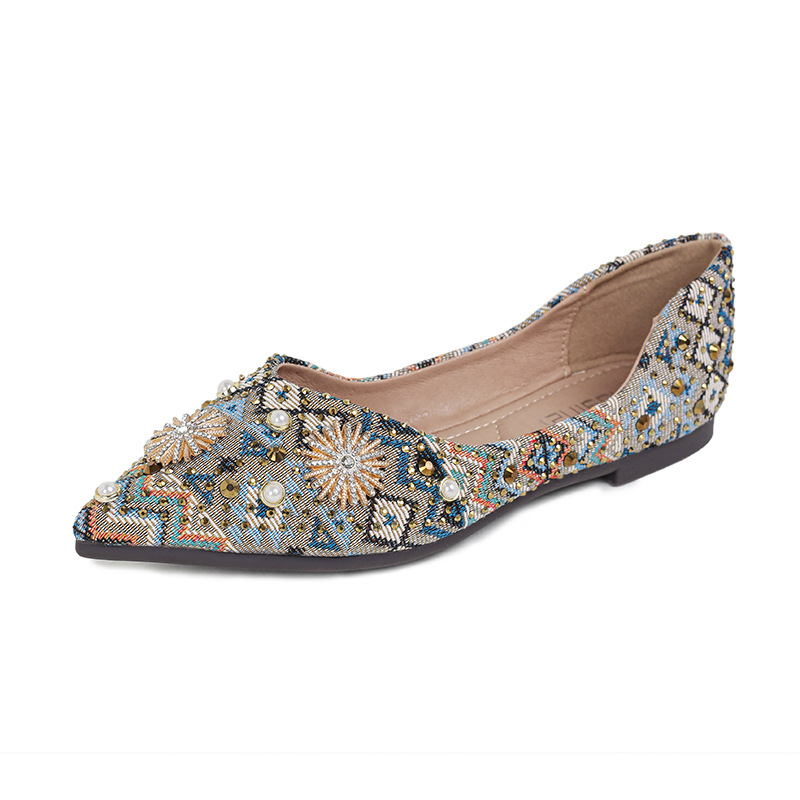 Дамски плоски обувки в корейски стил, остър нос, горна част от супер влакна, подметка от телешко сухожилие, стелка PU, нисък ток, ежедневни