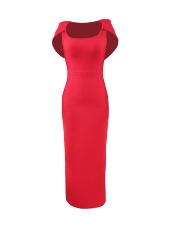Bodycon haljina, europsko-američkog stila, bez rukava, kvadratni ovratnik, visok struk s pojasom, dugačak kroj