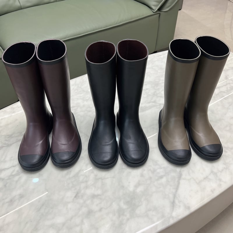 Ženske gumene čizme za kišu, do koljena, niski pet 1–3 cm, obične debljine, za sve sezone