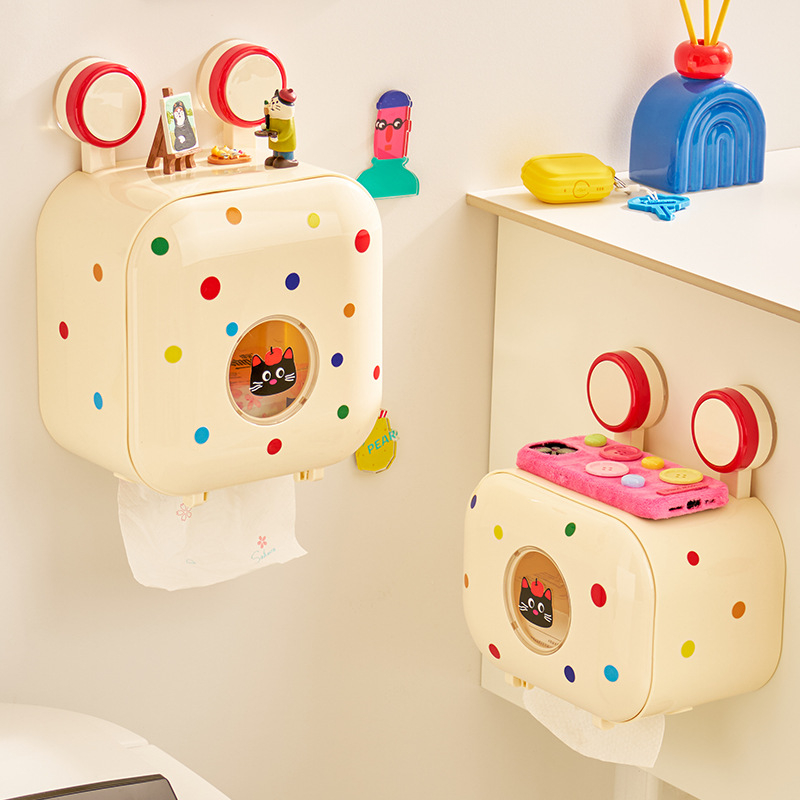 WC-papírtartó szívócsészével, falra szerelhető fúrás nélküli, műanyag, vízálló fürdőszobába, modell YM.7170