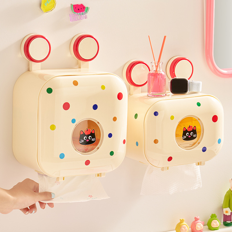 WC-papírtartó szívócsészével, falra szerelhető fúrás nélküli, műanyag, vízálló fürdőszobába, modell YM.7170