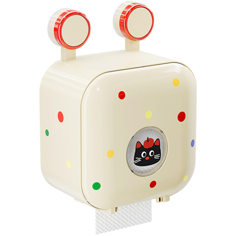 WC-papírtartó szívócsészével, falra szerelhető fúrás nélküli, műanyag, vízálló fürdőszobába, modell YM.7170