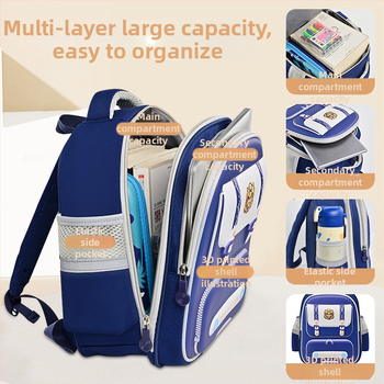 Detský školský batoh s pevným telom, ľahký a priedušný, Oxford materiál, ramenné popruhy s vzduchovým odpružením, neutrálny dizajn