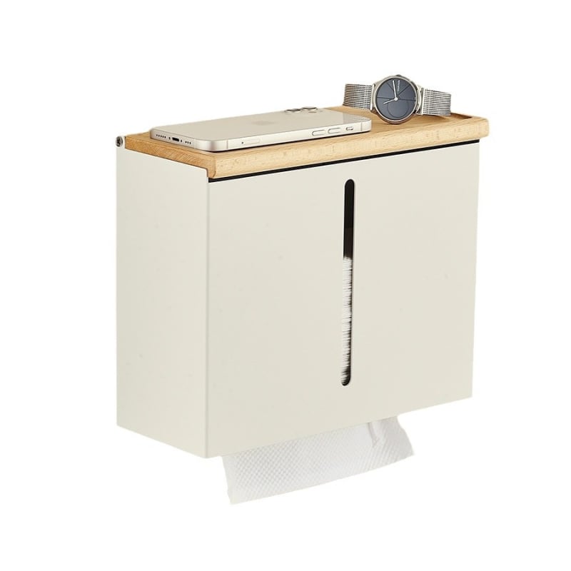 Diófa falra szerelt vécépapír-doboz – tömörfa + alumínium, vízálló, levehető papírtartó, modern minimalista stílus