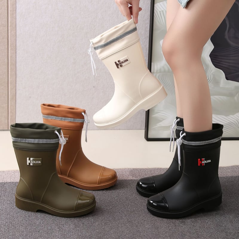 Ženske čizme za kišu, niski vrat, PVC gornji dio, uobičajena debljina, niska peta 1–3 cm, četiri sezone