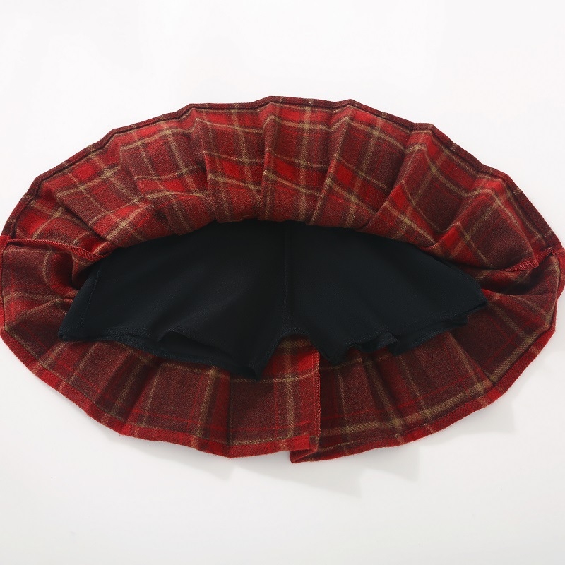 Детска пола с плисиран дизайн, каре от вълнена смес, есенно-зимна дебелина, за деца на възраст 3–8 години