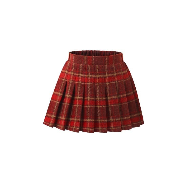 Детска пола с плисиран дизайн, каре от вълнена смес, есенно-зимна дебелина, за деца на възраст 3–8 години