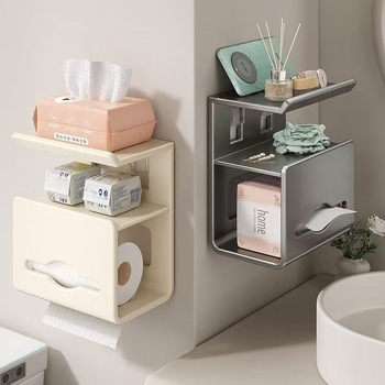 Zidni organizator kutiju toaletnog papira i držač rolni | Ugljična čelična, papir koji se izvlači, vodootporan, moderan minimalistički stil, pogodan za kupaonicu, kuhinju ili hotel