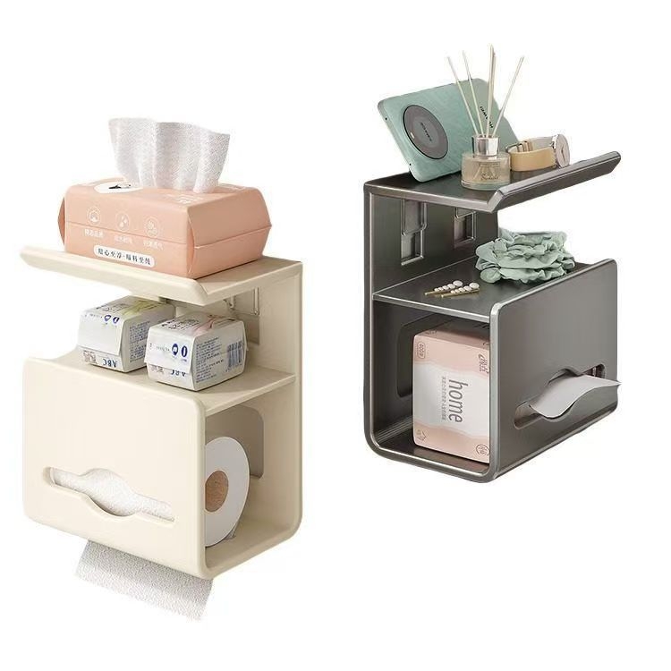 Zidni organizator kutiju toaletnog papira i držač rolni | Ugljična čelična, papir koji se izvlači, vodootporan, moderan minimalistički stil, pogodan za kupaonicu, kuhinju ili hotel