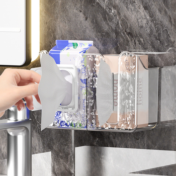 Fali nedves törlőkendő tároló – fúrás nélkül, PET anyag, 56 darabos készlet, többfunkciós, modern minimalista kialakítás