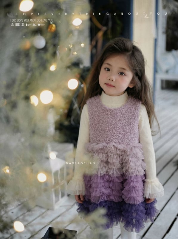 Детска рокля – сладък и свеж стил, пухкава пола, 100% полиестер, за деца 3–8 г., зима 2025, Large and Small Rolls