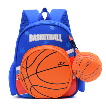 Óvodai hátizsák 3–6 éveseknek, Oxford anyagból, uniszex, légpárnás vállpántok, geometriai minta kosár- és futball motívummal