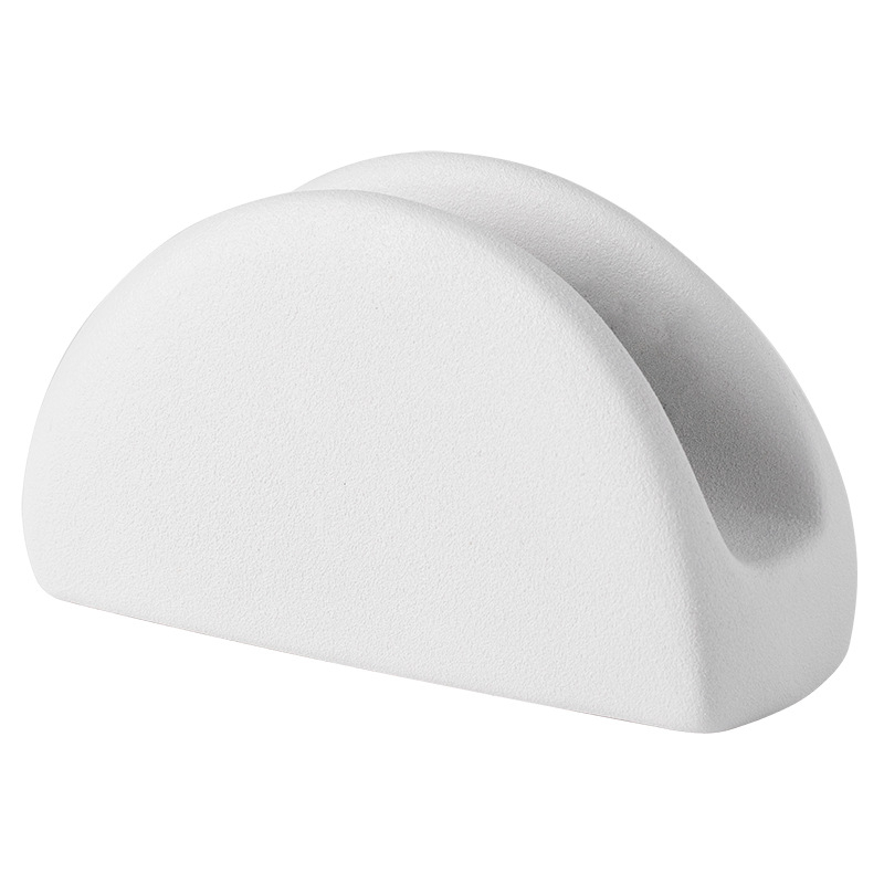 Keramički držač za salvete, mat površina, ovalni oblik, moderni minimalistički stil