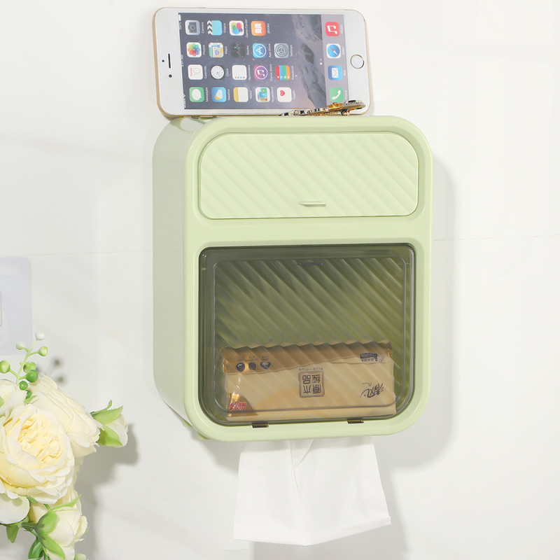 Fürdőszobai falra szerelhető műanyag papírtörlő doboz, vízálló, modell 5.16.1, tekercses papírokhoz