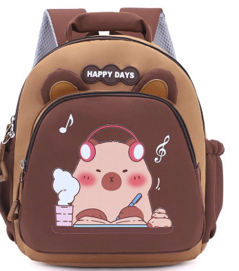 Nylonový batoh, skladací, s oblúkovými ramennými popruhmi, vzor anime kreslených postáv, pre školské použitie