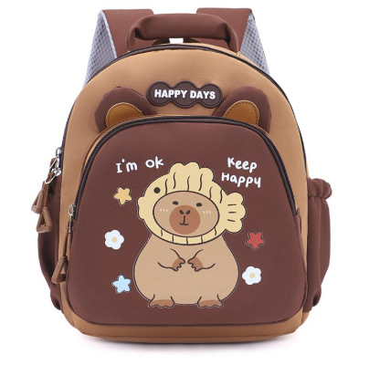 Nylonový batoh, skladací, s oblúkovými ramennými popruhmi, vzor anime kreslených postáv, pre školské použitie