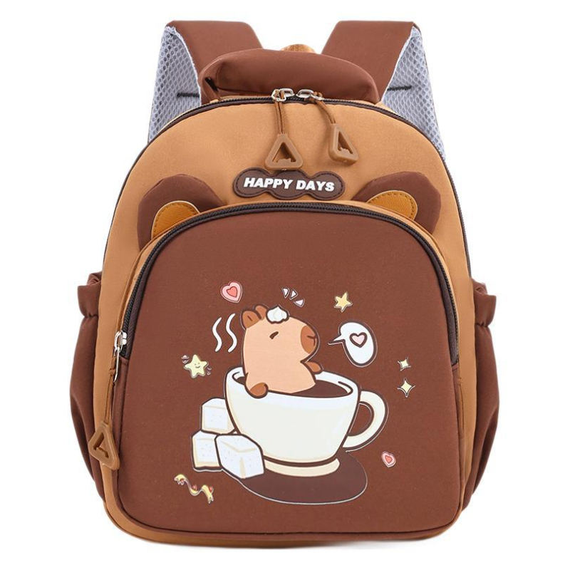 Nylonový batoh, skladací, s oblúkovými ramennými popruhmi, vzor anime kreslených postáv, pre školské použitie