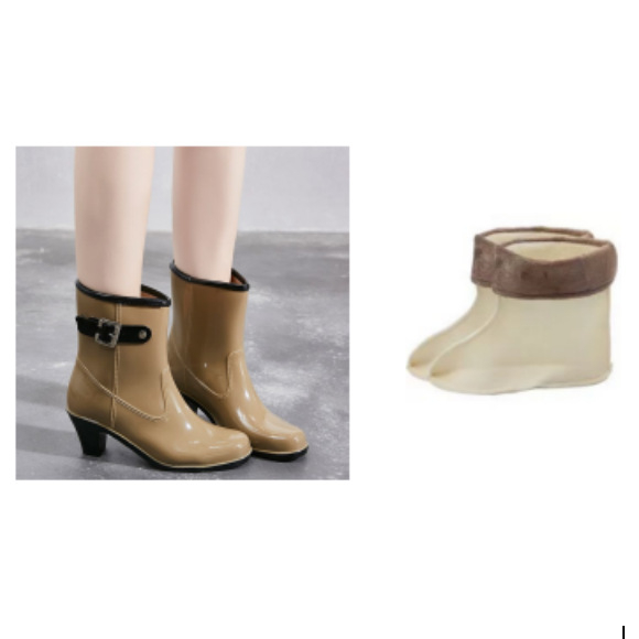 Női PVC esőcsizmák, PVC felső rész, középső cső magasságú, 6–8 cm magas sarkú, normál vastagság