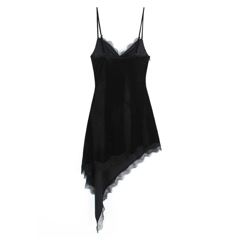 Haljina s trakama, poliester patchwork, midi duljina, srednji pojas, elegantan gradski stil